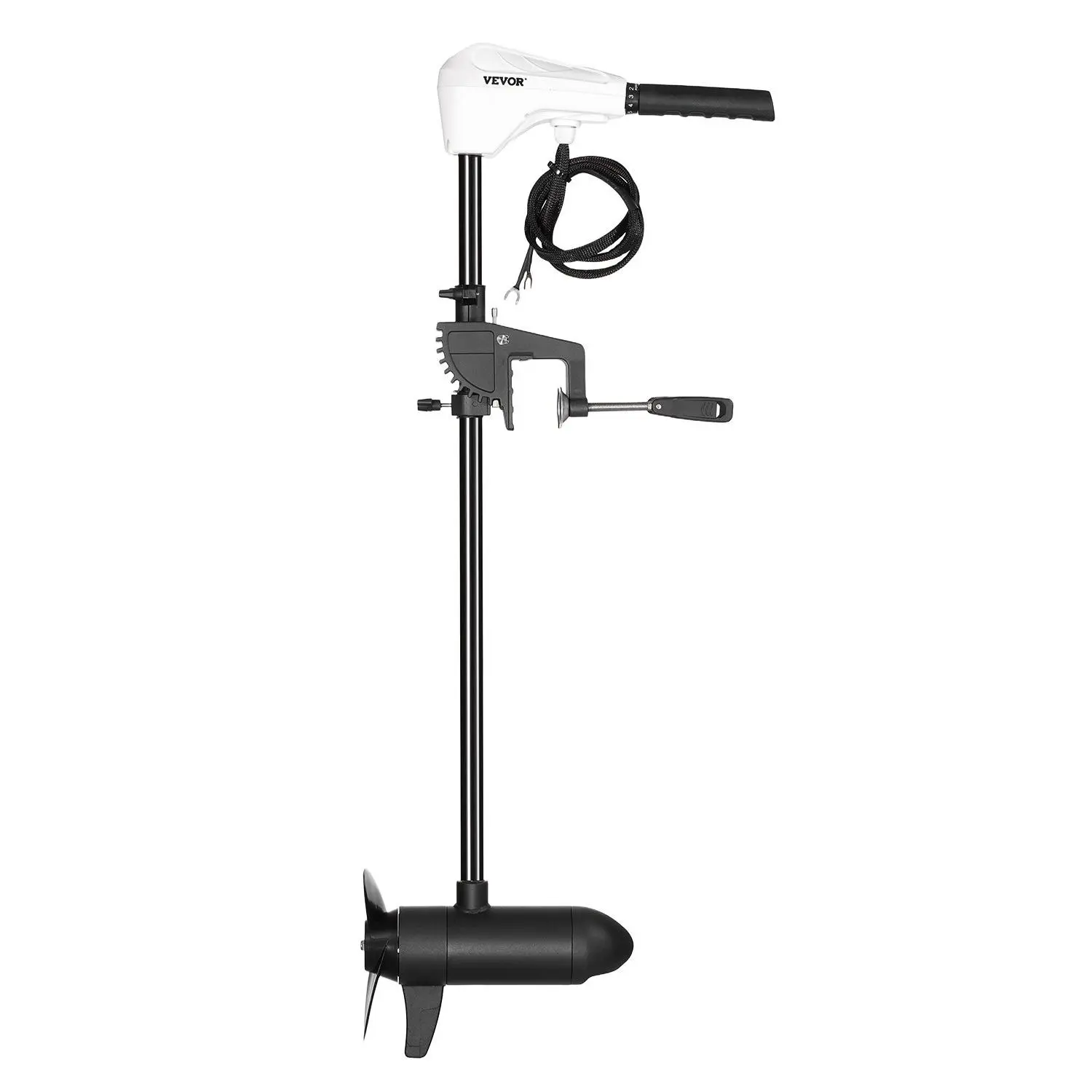 【DealsForYouDays】VEVOR Electric Trolling Motor, Transom Mounted Outboard Boat Motors 12V 55lbs Thrust, 8-Speed Electric Boat Engine w/ Battery Indicator, for Kayaks, Fishing Boats on Freshwater/Saltwater, 30-In Shaft