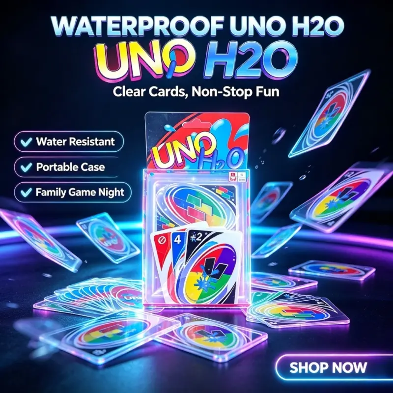U-N-O Plastic Waterproof Crystal Card Game, Family Fun Entertainment, Desktop Game, Poker Card Game, Gift Box