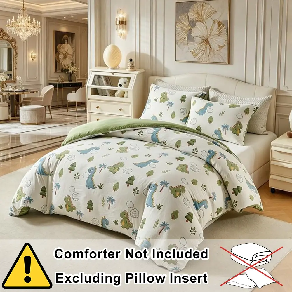 Small Dinosaur Bedding Set, 2 or 3 Piece Set, Cute Animal Print, Bedroom Essentials, Unisex, All Seasons, Perfect Gift, Cozy Bedding Set, Comfy Bedding Set, Household Bedding Set, Bed Sets
