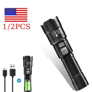 2 Pack High Lumens Rechargeable Flashlights – 3-Mode Super Bright, LED Waterproof, Essential for Camping/Hiking/Emergency/Travel, with Battery Level Indicator & USB-C Port, Father's Day Gift lumen fishing