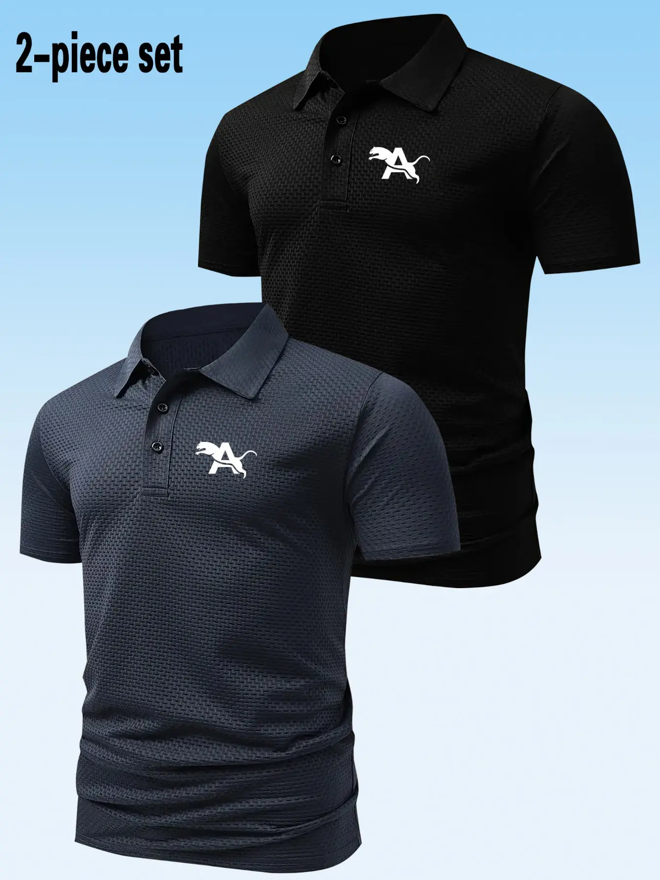 2-Pack Men's African Leopard Print Short Sleeve Polo Shirts, Lightweight Smooth Fabric, Business Casual, Summer Essential, Comfortable Design