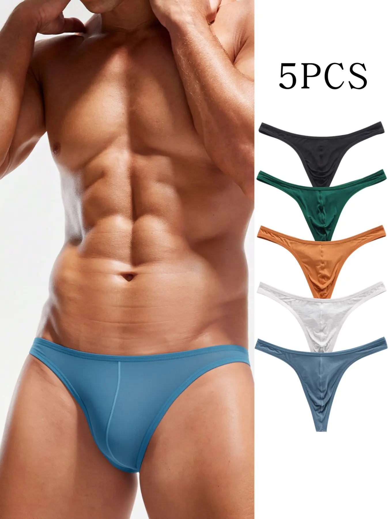 5-Pack Men's Underwear, Sexy Sports Trunk, Comfortable Low-Impact Gym Wear, Training Underwear, Stretchy Sports Underwear, Plain Design, All-Seasons, No Ca Prop 65