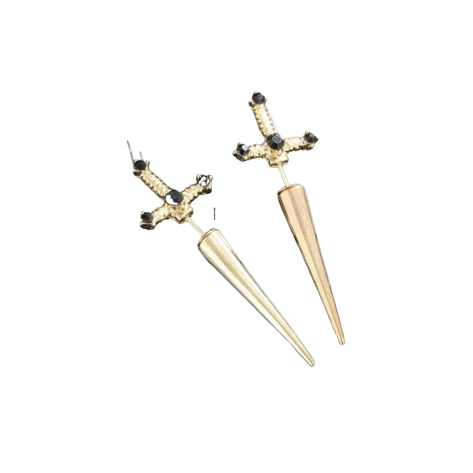 Gothic Cross & Sword Statement Earring Studs for Women, Vintage Punk Zinc Alloy Jewelry with Sparkling Artificial Crystal, Crafted Ear Accessories, Trendy Birthday Gift, Sparkling Ear Jewelry, Stud Earrings, Female
