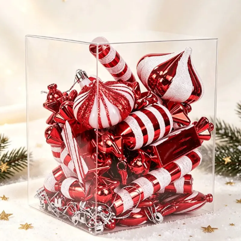 29pcs Christmas Decorations, Candy Painted Christmas Balls Set, Plastic Ornament Hanging Kit, Festive Tree Decoration Accessories