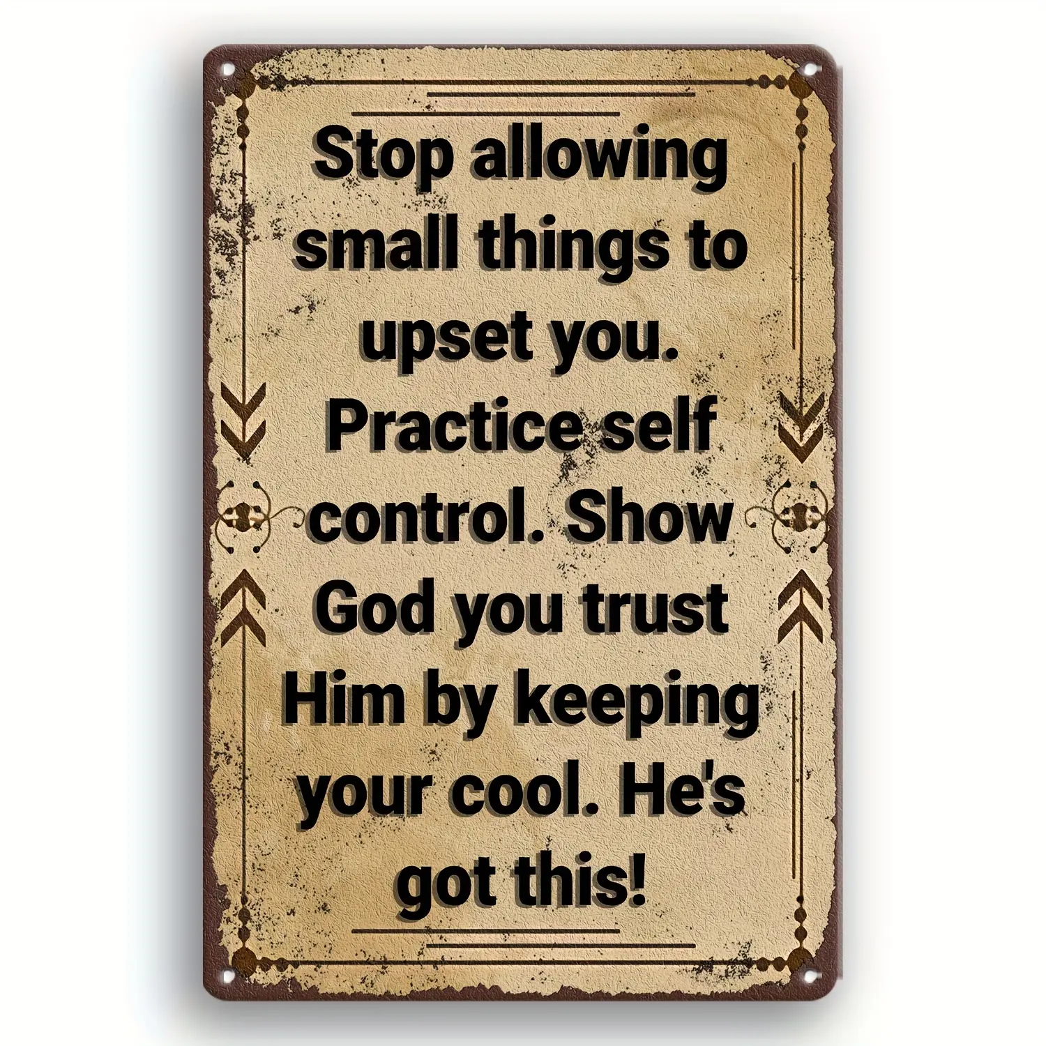 2D Flat 1pc Art Deco Style Metal Sign "Keep Calm and Trust in God" - Vintage Inspirational Quote Wall Hanging Plaque for Home, Bar, for Man Cave, Garage, Garden - Durable Tin Artwork, Multipurpose Use, No Electricity Needed (8*12 inches), Metal Wall Art D