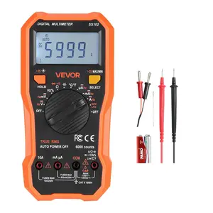 VEVOR Digital Multimeter, 6000-Count TRMS DC/AC Voltmeter Current Tester, Professional NCV Multimeter for Current Voltage Resistance Capacitance Duty-Cycle Tempetature Diodes Continuity Live Wire Tes