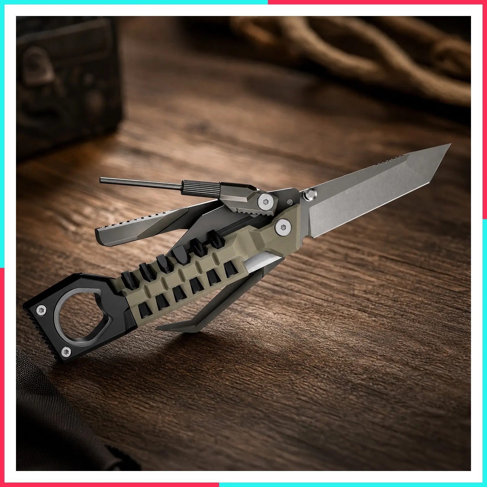 19-in-1 Pistol Multitool & Handgun Utility Tool for Gun Maintenance, Striker Fired & 1911 Platforms - Includes 1911 Bushing Wrench, Tanto Knife & Laser Sight Adjusters