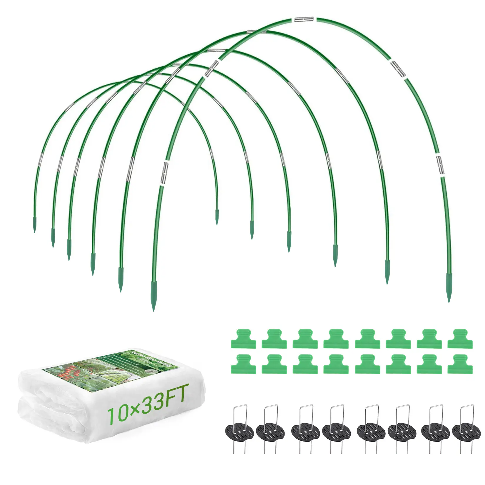 Heavy-Duty 80/60 Mesh Garden Netting for Raised Beds – Ultra-Fine Plant Protection Net with Hoops & Clips – Bird & Insect Barrier for Gardens, Greenhouses, Fruits, Flowers, Vegetables