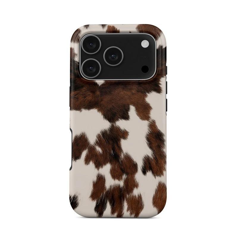 Brown & White Cowhide Phone Case -Western Cow Print iPhone17Pro max 16 .15,14,13,12  Case,Shockproof and anti-drop phone case, smart protective case