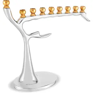 Hanukkah Tree of Life Menorah Candle Holder, Artistic Barren Winter Tree Design, Fits Hanukkah Candles & Oil Cups, Designer Hanukkiah for Chanukah & Year Round Judaica Collection