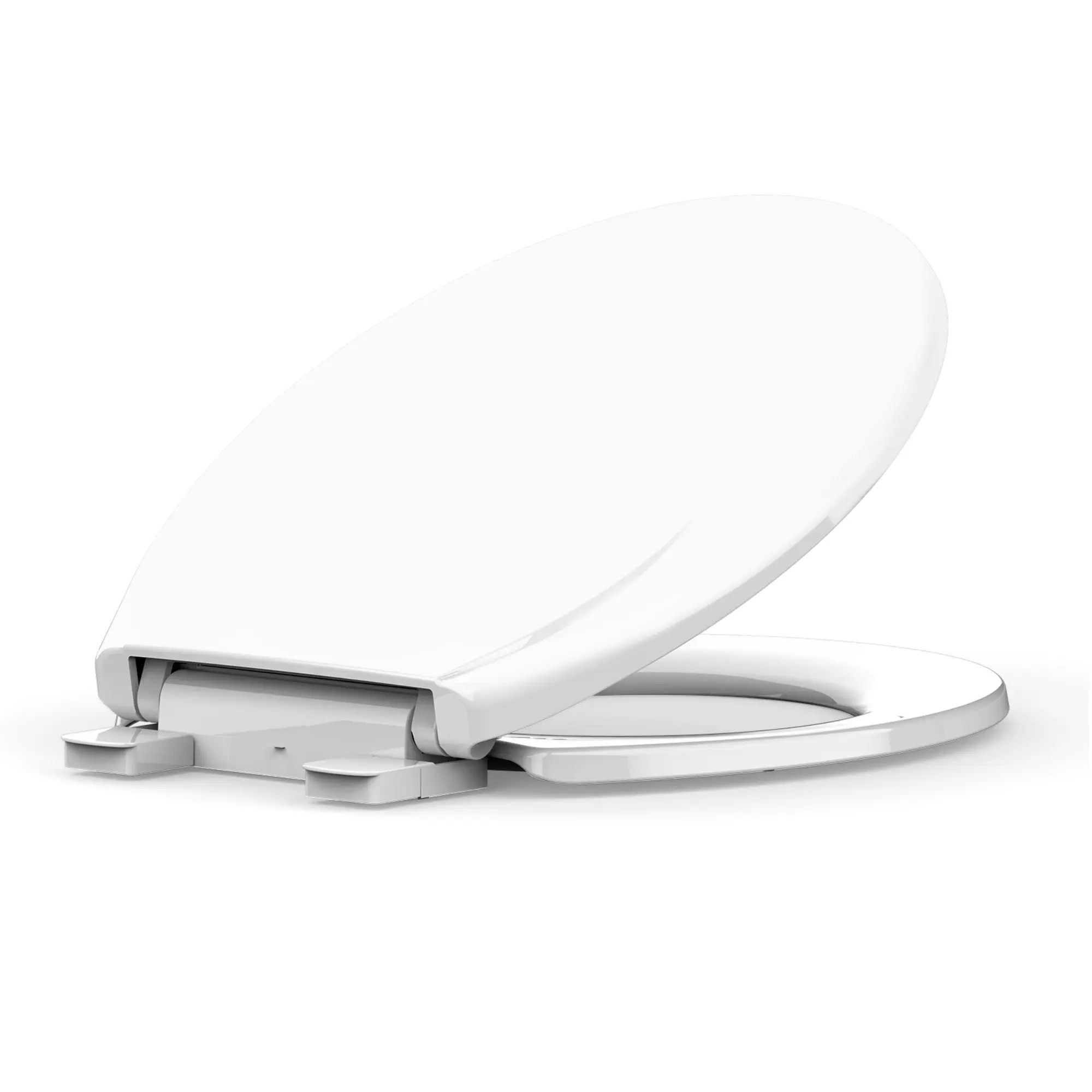 Durable Soft Close Round Toilet Seat, White Plastic Toilet Lid with Quick-Release & Quick-Attach Hinges, Quiet Slow-Close No-Slam, Easy Install Easy Clean PP Material, Fits Most Standard Round Toilets