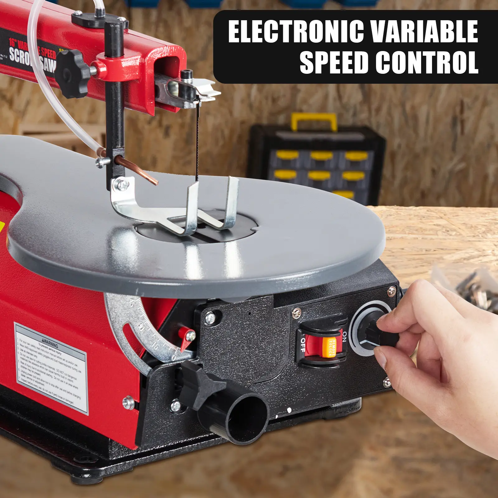 16-Inch Adjustable Speed Electric Scroll Saw for Industrial Woodworking, with Extra-Large Adjustable Tilting Work Table, LED Lights, Precision Cut Power Tool