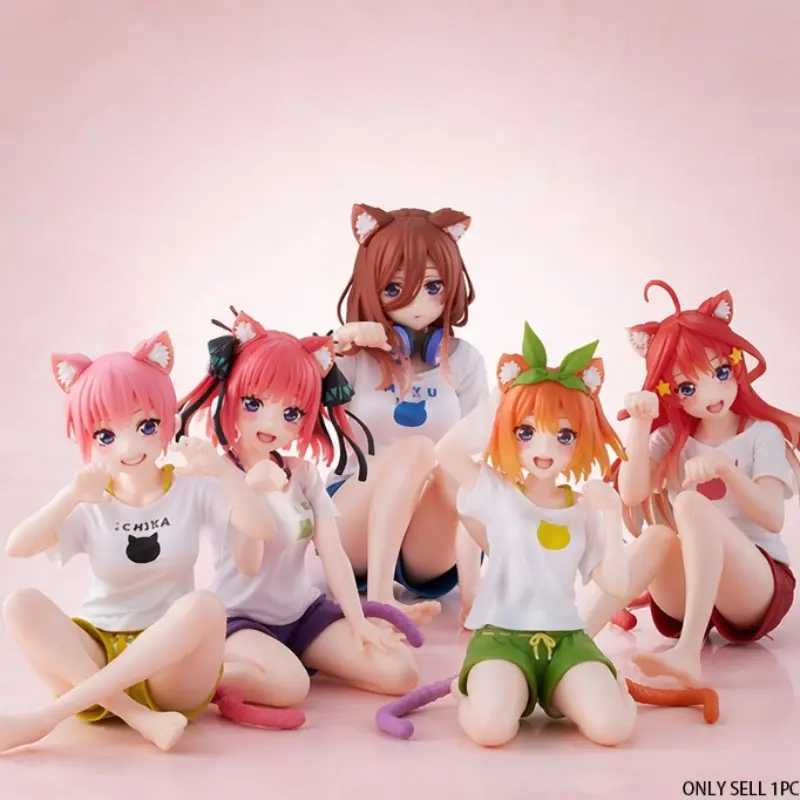 Five Sisters Cat Ear Figurines, Nishino Ichika, Nishino Miku, Nishino Yotsuba, Inoue Takina, Cute PVC Collectibles, Decorative Figures, Home Decor, Cute Together Figures