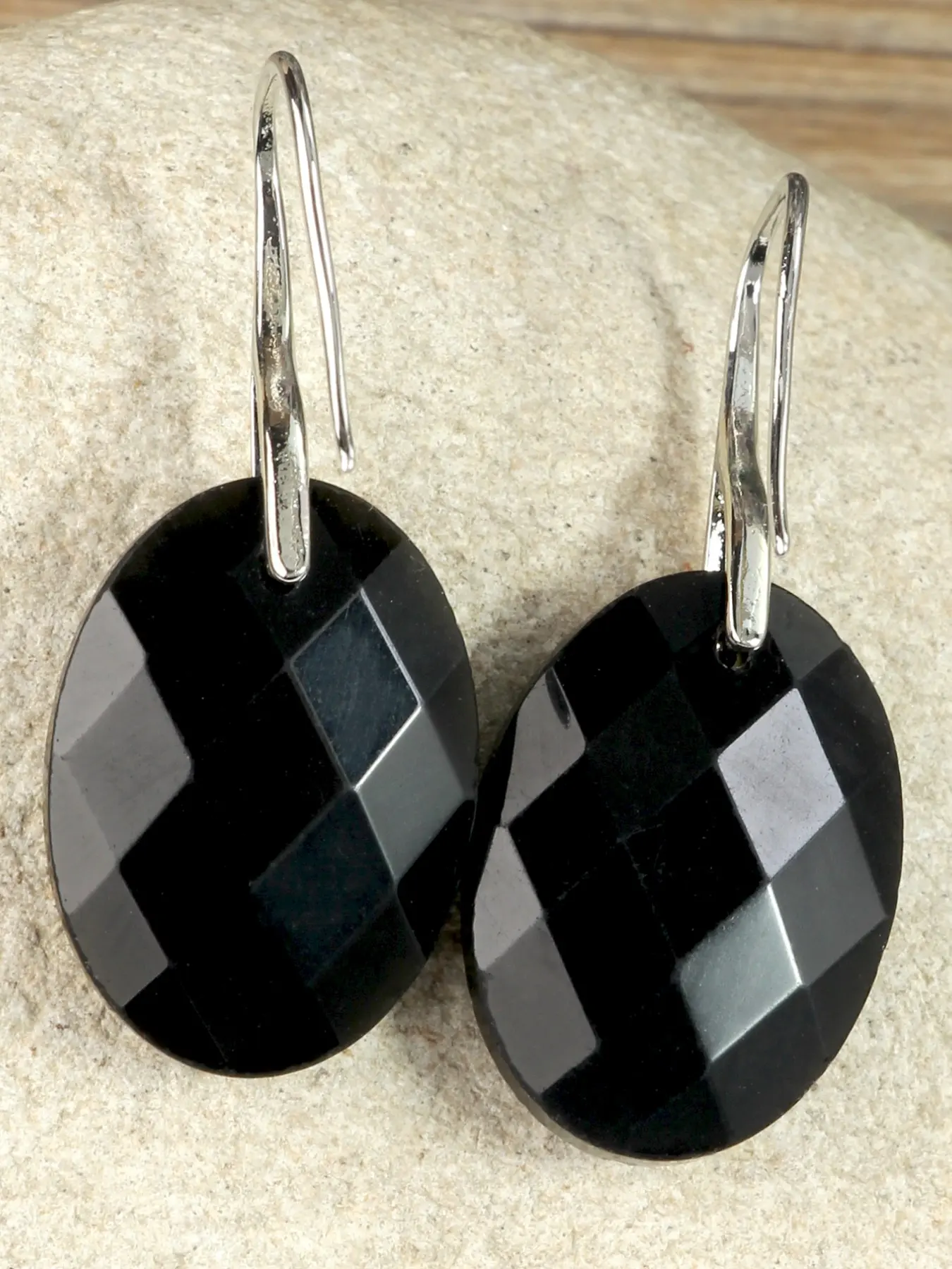Gothic Faceted Obsidian Earrings, Bohemian Natural Stone Ear Jewelry, Handmade Hip Hop Accessories, Party Halloween Gift