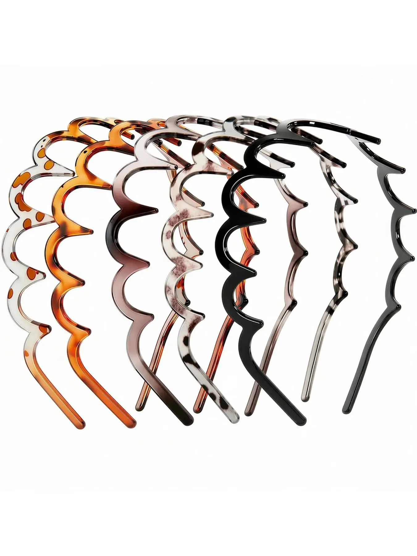 5 Pcs Zig Zag Headbands for Women, Non Slip Plastic Wavy Headband with Teeth, Flexible Comb Hair Bands, Elastic Fashion Headbands, Retro 90s Y2K Hair Accessories Set, Stretchy Headbands, Zigzag Headband, Hairband