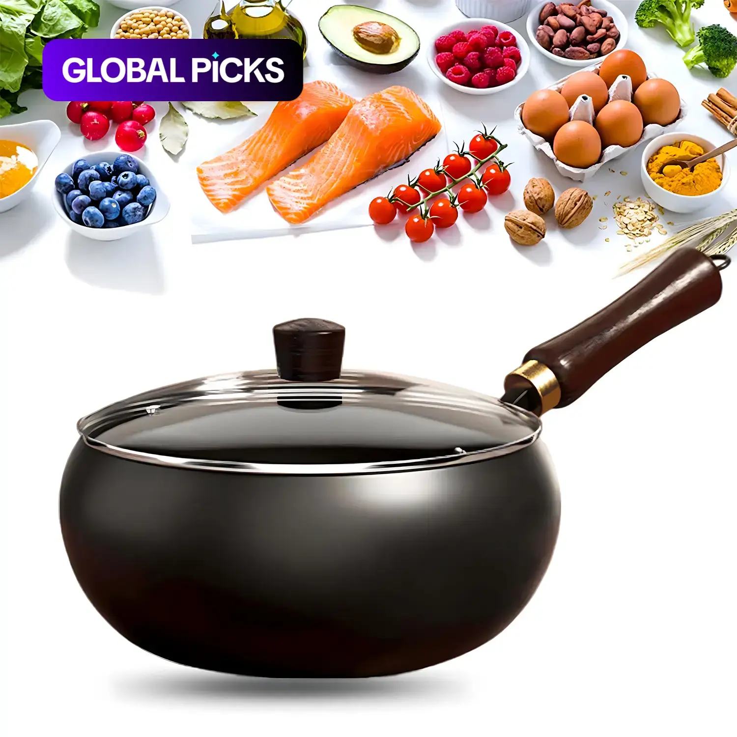 Uncoated Thick Iron Pot, Japanese Iron Pan, Uncoating Cast iron Pot, Hand-Forged Non-Stick Pans without Coating, High Purity Frying Pans for Cooking, Durable Cookware, Deep Frying Pan, Cast Iron Skillet, Cookware Kitchen #GLOBAL PICKS