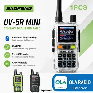 BAOFENG UV-5R MINI 5W Long Range Walkie Talkie Multi-Band Dual PTT Wireless Copy Frequency Phone APP Control AM FM NOAA 999CH Type-C Charging Flashlight Two Way Ham Radio for Outdoor Hunting Hiking Traveling
