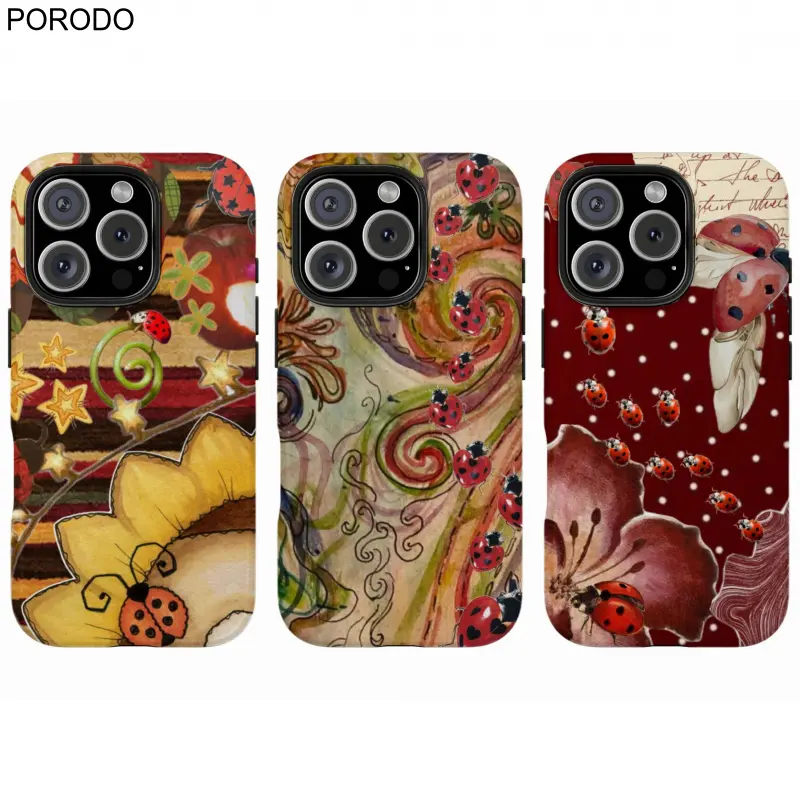 Whimsigothic Ladybug Phone Case, Aesthetic Heart Wing Insect Collage Phone Case for IP 17 16 15 14 13 12 11 Pro Max , Goblincore Ladybug Tough Case, Fairycore Ladybug Gift for Women & Men Phone Cover Shockproof Wireless for iPhone 16 Pro Case