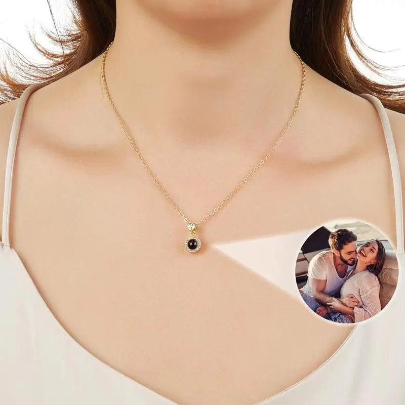 Photo Projection Necklace, Personalized Picture Necklace, Memorial Necklace, Mom Necklace, Gift for Her, Valentine Day Gift