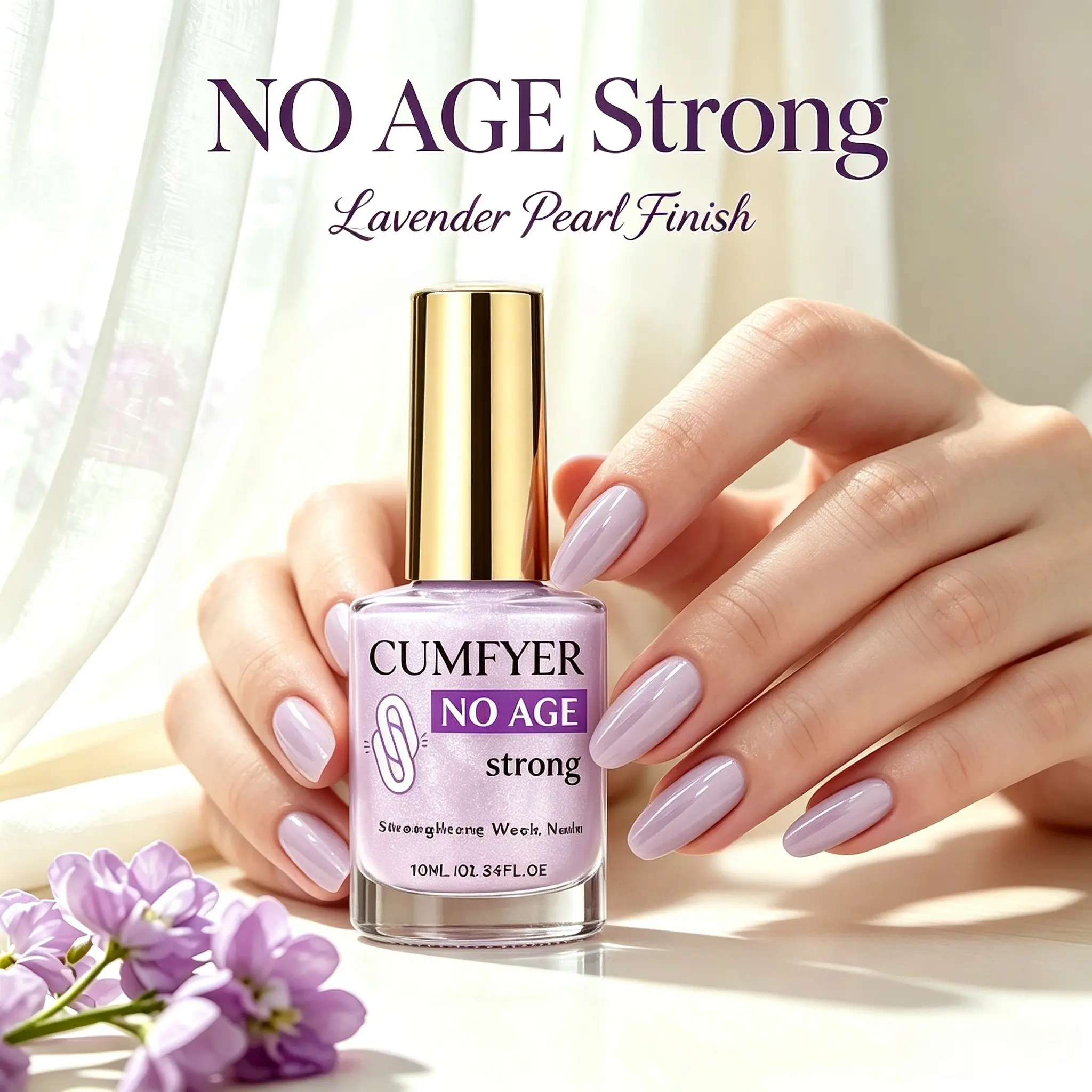 Purple mother-of-pearl nail polish, naturally quick-drying, smooth and easy to apply, long-lasting, Durable and wear-resistant, purple nail hardener, No Age Strong, brightens and protects fragile nails, makes nails more charming and strong, a perfect gift
