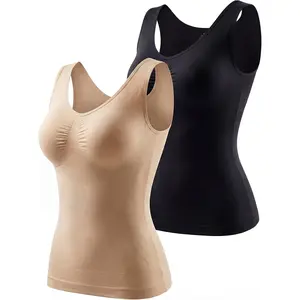 Compression Tank Tops for Women, 2 Pack High Shaping Scoop & V-Neck Cami, Shapewear Tummy Control CamisoleGift.
