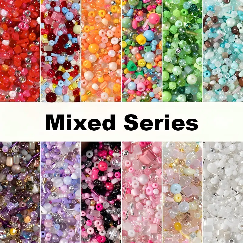 Iridescent Mixed Glass Beads Jewelry Craft Kit, 30g-100g for Bracelet & Earring Making, DIY Bead Kit KN36