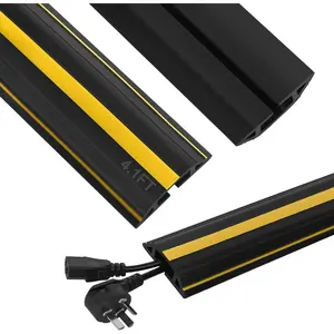 Floor Cord Cover 4.1Ft Heavy Duty PVC Floor  Protector Electric Cord Hider  Management Floor Strip Extension Cord Covers  Raceway for Wires  Floor Inner  1.36" W x 0.43" H