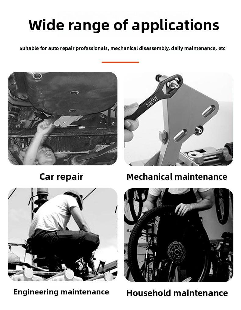 MultipurposePlum Blossom Wrench Universal Double Head Self Tightening Eyeglass Open End Wrench 8-22mm Household Adjustable Spanner