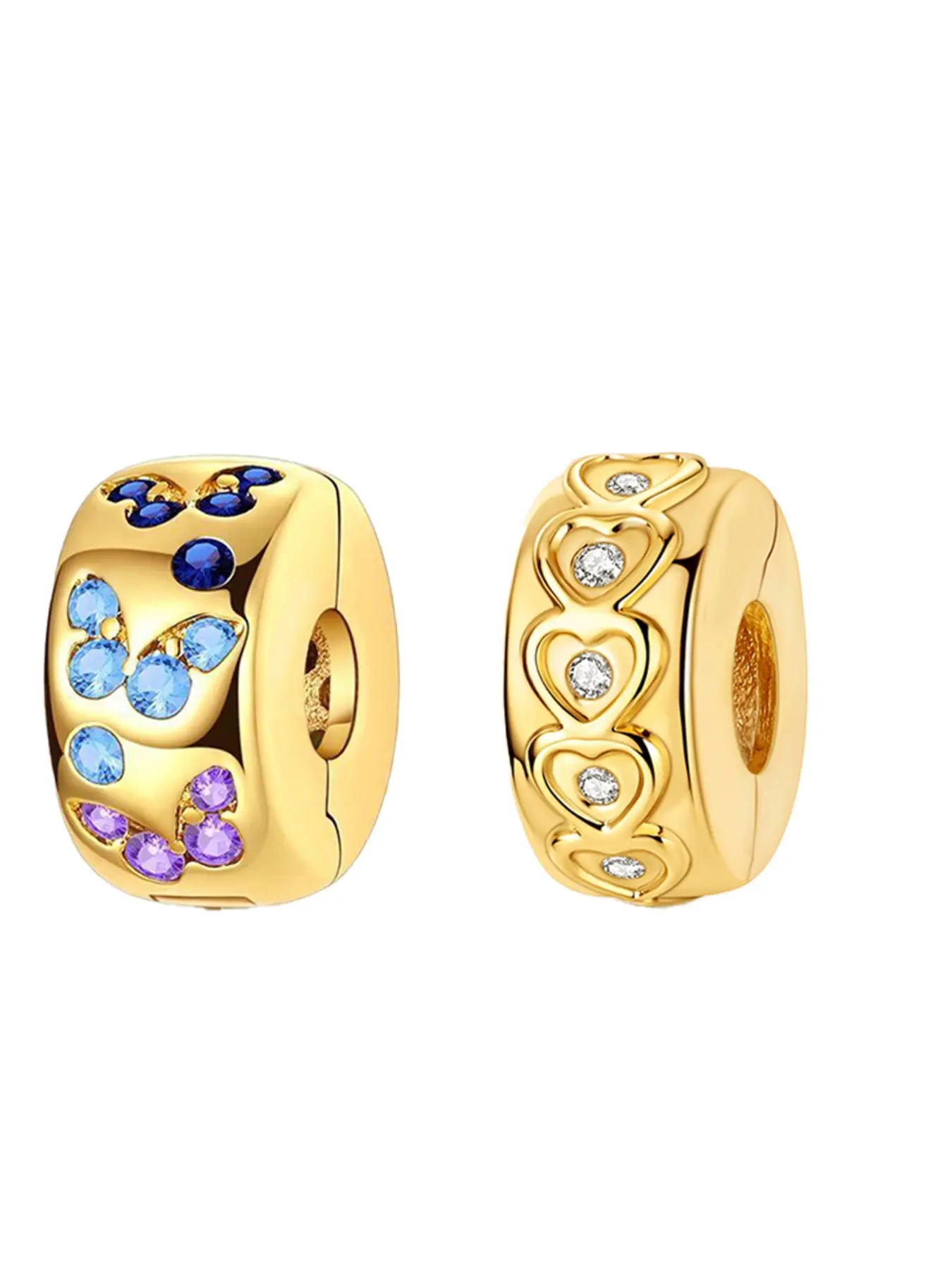 Bead Set, Elegant Spacer Beads, Crystal and Heart Zircon Embedded Clasp Beads, Ideal for Women, Jewelry Enthusiasts, DIY Accessories Gift