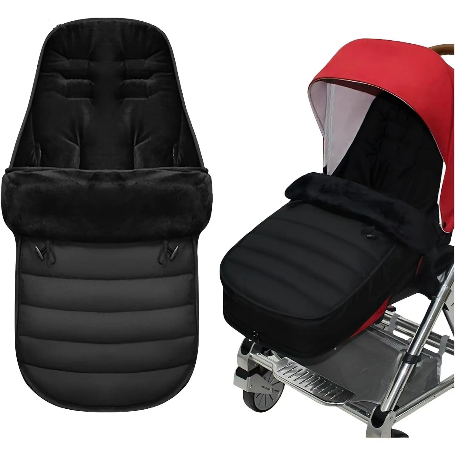 Winter Baby Stroller Footmuff, Warm Soft Ultra-fine Fleece Waterproof Windproof Sleeping Bunting Bag, Suitable for Cold Weather, Essential Baby Stroller Accessory