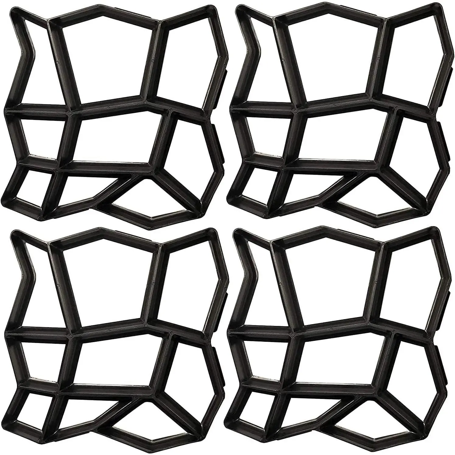 Concrete Molds and Forms, 4 Pack Reusable Pathmate Stone Moldings DIY Paving Pavement Walk Maker Irregular Stepping Stone Paver Walkways Cement Molds for Patio, Lawn & Garden, 13.8x13.8x1.4 inch