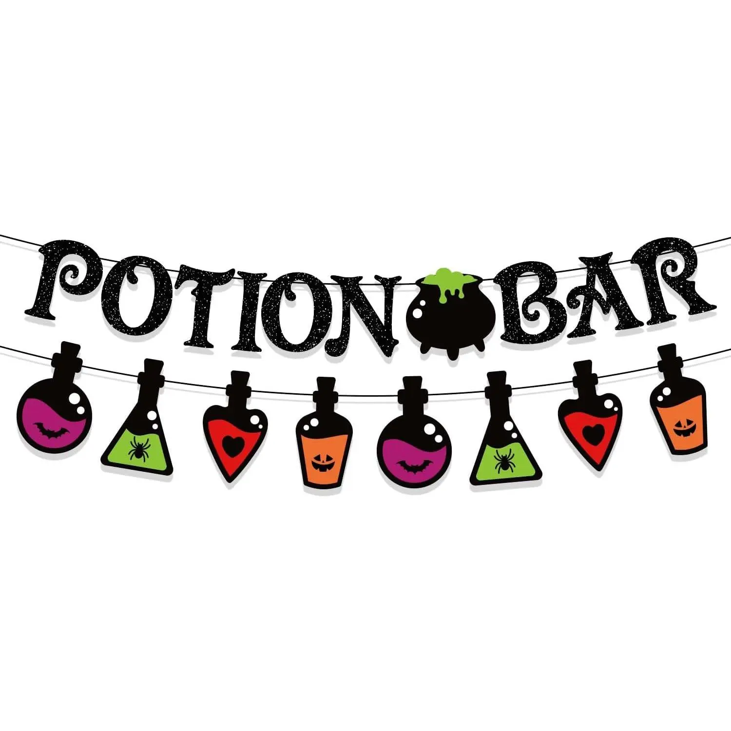 Halloween Party Decorations, Potion Bar Glitter Banner | Halloween Theme Party Supplies Indoor Outdoor Decor
