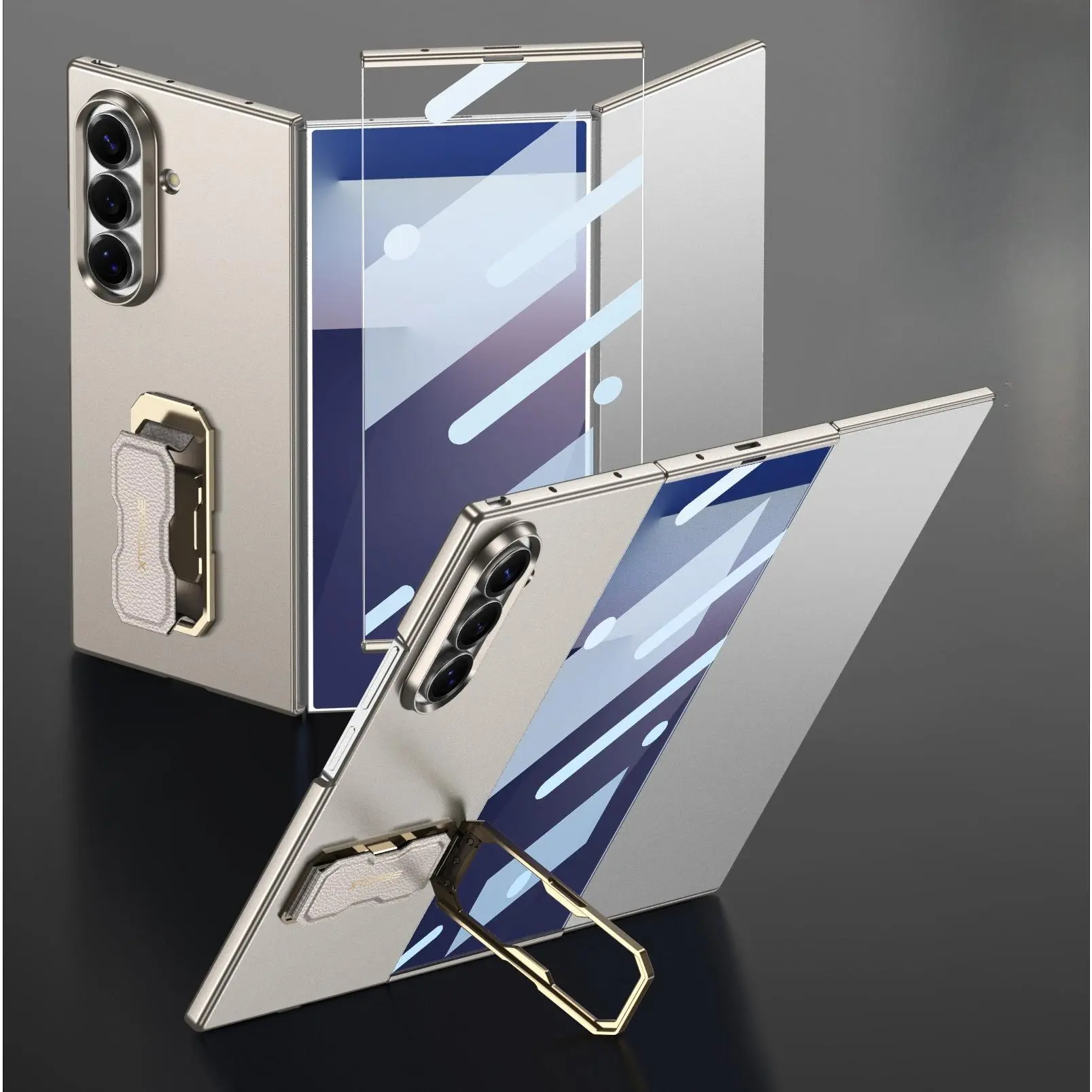 360° Rotating Stand Wrist Band Phone Cover For Galaxy Z TriFold Supercar Texture PC Shell DL03