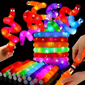 48 count Light up Pop Tubes, Light Up Glow Sticks,Glow in the Dark Party Supplies, Light up Pop Tubes,Mini Flashlight,Fiber Optic Wands, LED Glasses,Lights for Wedding, Birthday (48Pop Tubes)