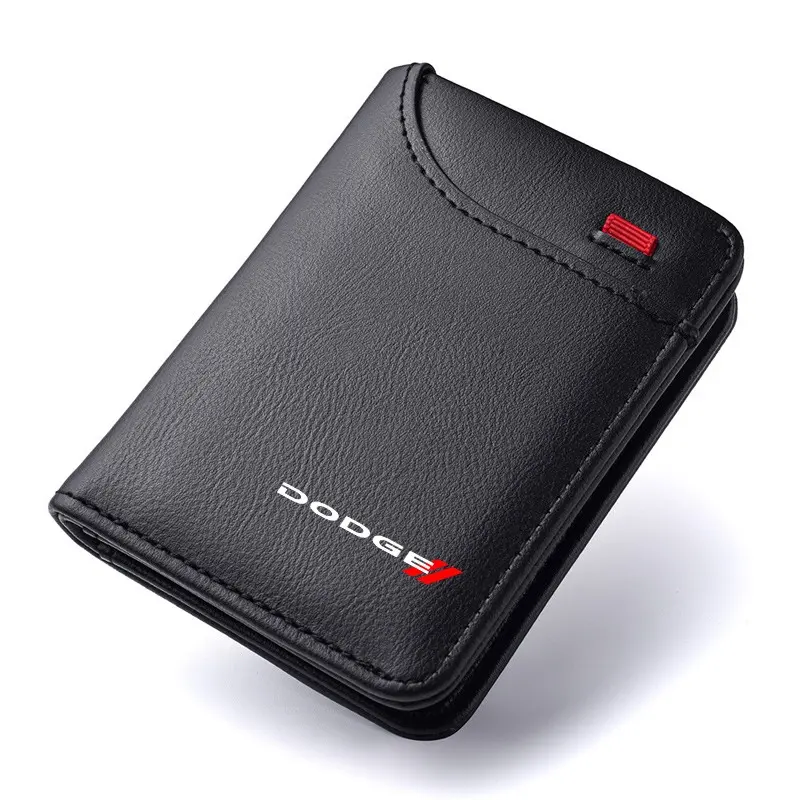 Dodge Challenger Charger Journey RAM Durango Srt Dart Avenger Car Emblems, Soft Leather Mini Credit Card Purse, Portable Small Wallet