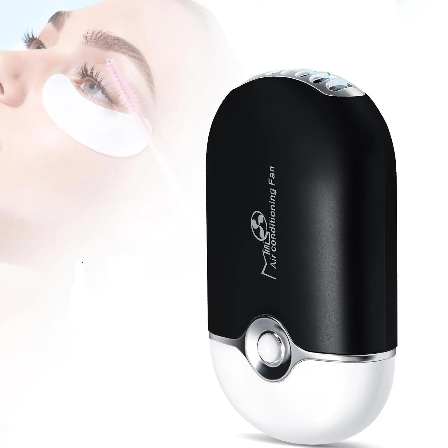 Portable Mini Eyelash Extension Cooling Blower, USB-C Rechargeable Handheld Fan with Sponge, Perfect for Lash Application & Summer Use