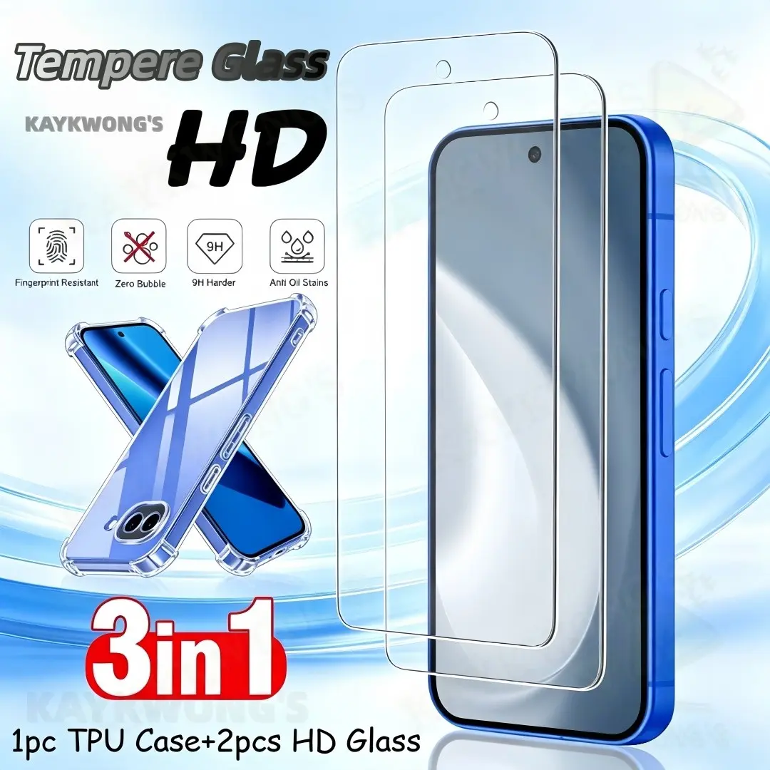 KAYKWONG'S 3 in 1 Combo For Google Pixel  7/7A/8/8A/8Pro/9/9A/9Pro/9Pro Xl/10/10A/10Pro/10Pro Xl/11/11Pro/11Pro XL Screen Protector Case Set, 2 Anti-Glare Tempered Glass Film + 1 Shockproof Tpu Cover, Precise Fit