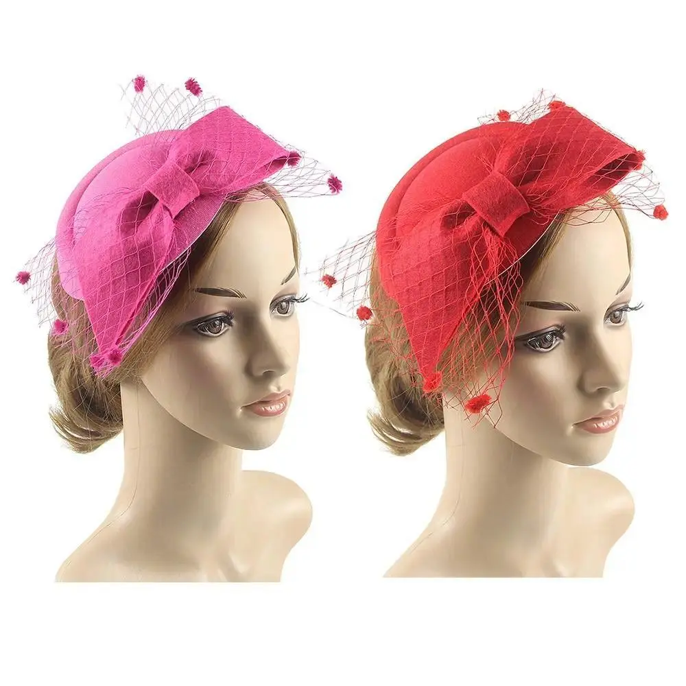 Women Mesh Bow With Clip Bridal Wedding Tea Party Headwear Fascinators Hat