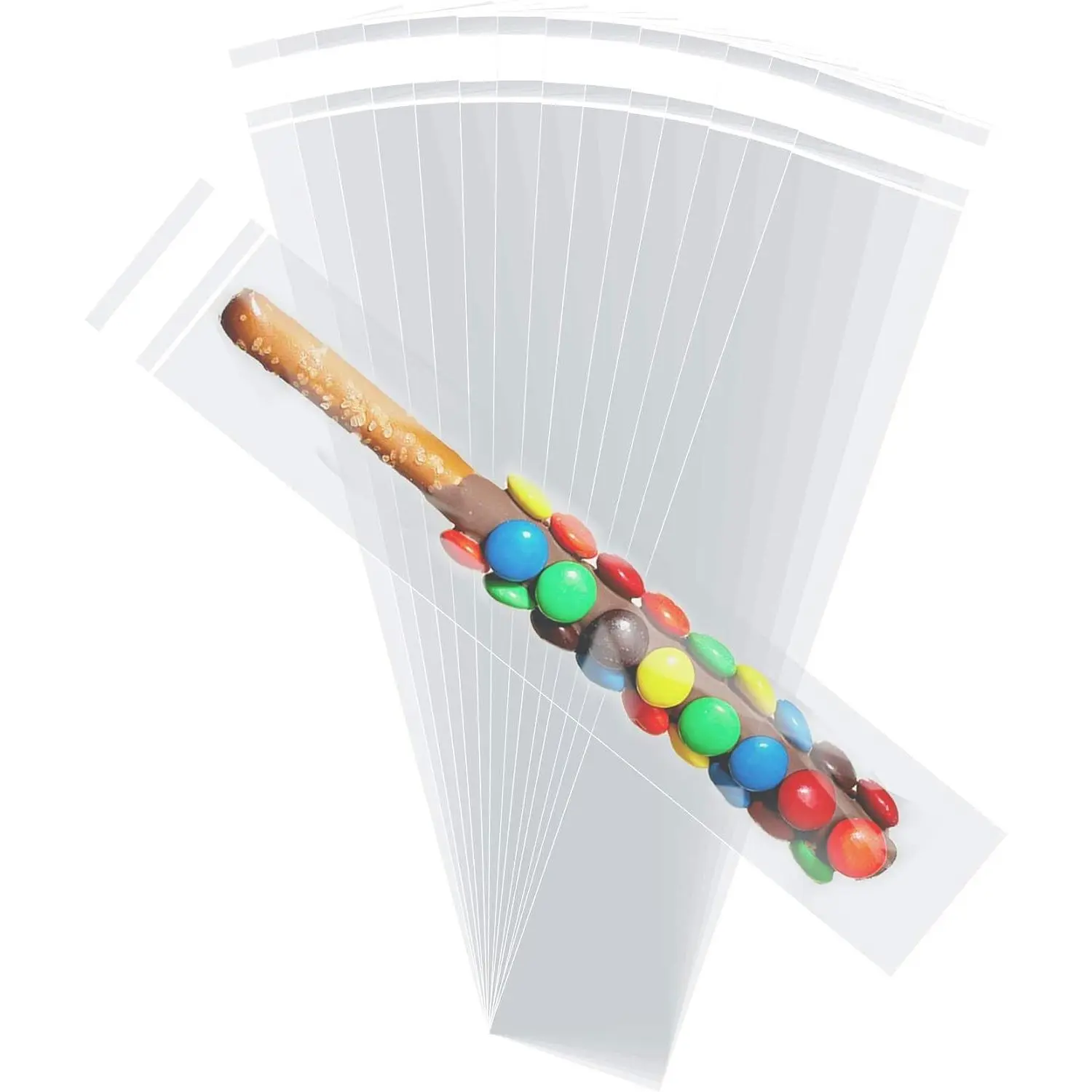 Self Sealing Cellophane Bags,2x10 Inches Clear Resealable Cellophane Pretzel Rod Bags, 200 Pcs