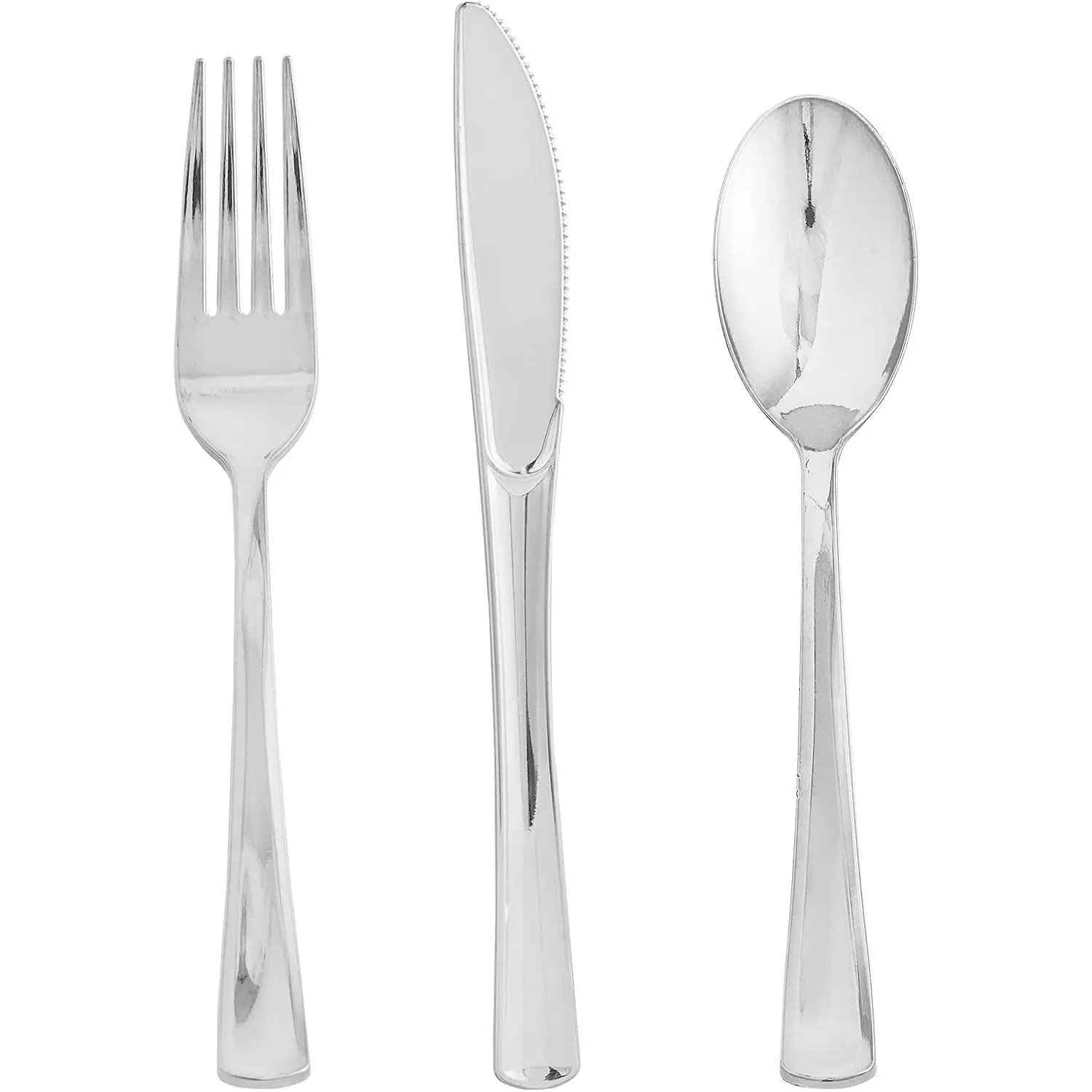 75 Pack  Plastic Silverware Disposable Cutlery Set - 25 Forks  Spoons - Disposable Flatware Heavy Duty Plastic Utensils Set for Catering, Parties, Dinners, Weddings