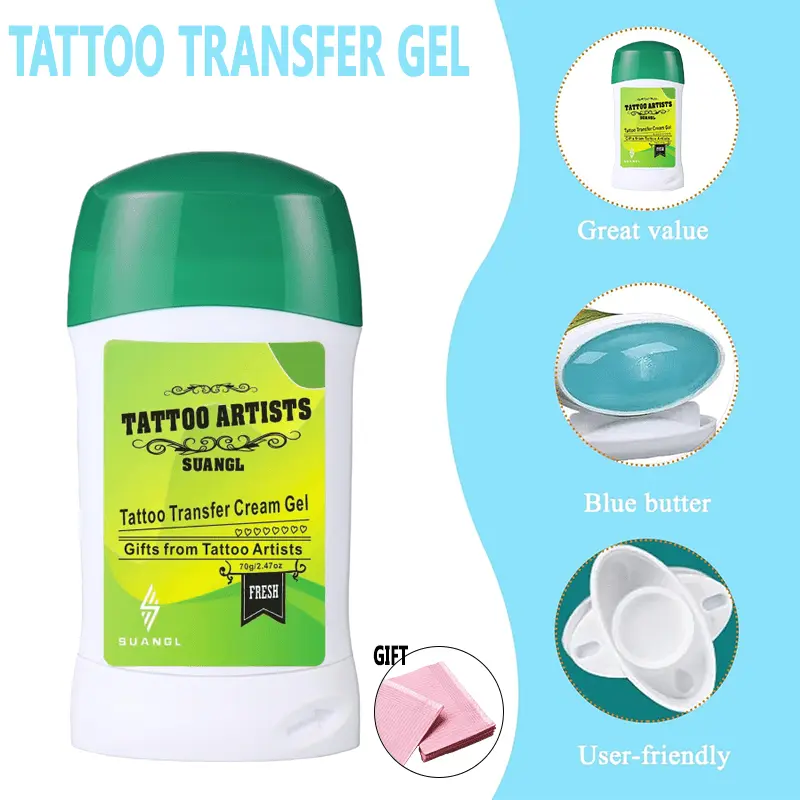 Tattoo transfer gel, suitable for beginners, professional tattoo transfer paste stick, essential accessory for tattoo supplies, body painting, and makeup artists Crystal Gift