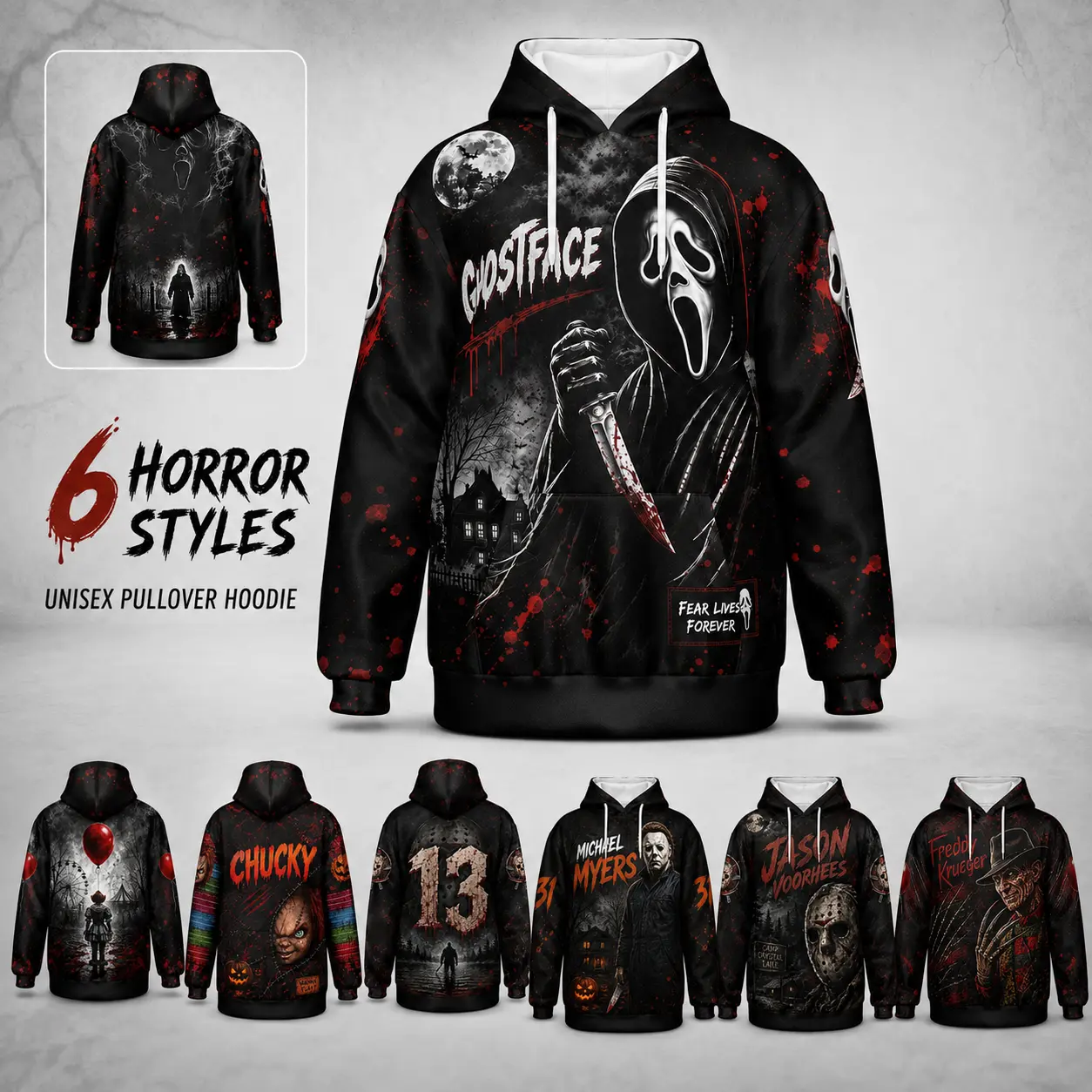 Viral Halloween Hoodie Men Women, Horror Graphic Pullover Sweatshirt, 3D Printed Scary Ghost Mask Design Hoodie, Gothic Streetwear Hooded Sweatshirt, Oversized Casual Top, Halloween Party Outfit, Horror Lover Gift, Fall Winter Fashion Hoodie