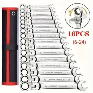 16-Piece Ratchet Wrench Set, Key Wrench Kit, Manual Tool Wrench Set, Dual-Use Ratchet Tools, Ratchet Combination Kit, Car Repair Tools