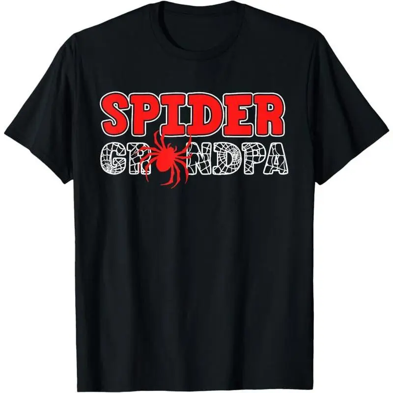 Men's Spider Grandpa Graphic Menswear T-Shirt - Short Sleeve, Round Neck, Plain CVC Cotton Sports Top for Family Matching, Birthday, Christmas, Fitted, All Seasons, Casual, Comic Convention, Grandpa Theme, Cvc Blend, Spider Print, Shortsleeve, Tshirt, Mal