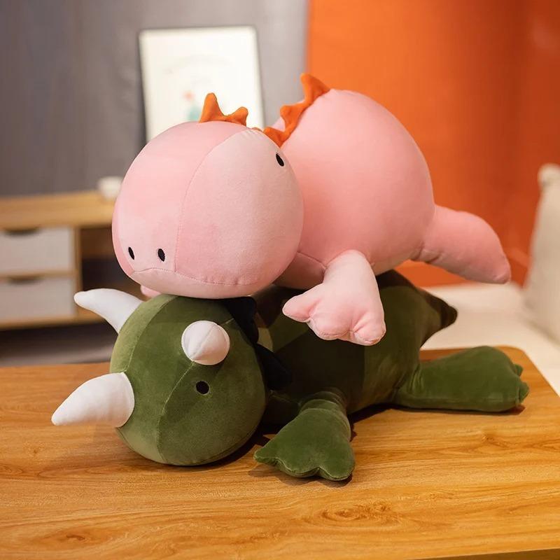 Cute Dinosaur Weighted Plush Toy Cartoon Game Character Pink Green Dinosaur Soft Stuffed Pillow For Kid Christmas Birthday Gift