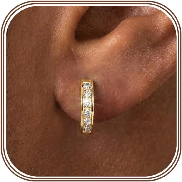 316L Stainless  Hoop Earrings for Men Women  Cubic Zirconia /Black/ Hoop Huggie Cartilage Earrings for Women Men Hoops 13 mm 20 mm