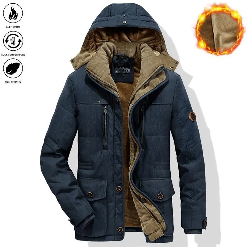 Men's Heavy-Duty Winter Jacket with Fleece Lining & Windproof - Full-Zip Hooded Work Coat,  Camping, Skiing, Flying - Thick - Workwear Cargo Jacket, Winter Jacket For Men, Mens Jacket, Jacket For Men Winter, Men Winter Jacket, Win