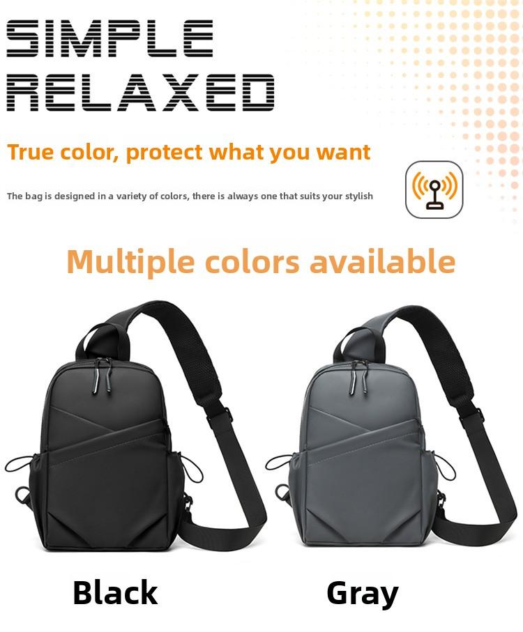 2026 trendy black leather shoulder bag, urban men's bag, suitable for short trips