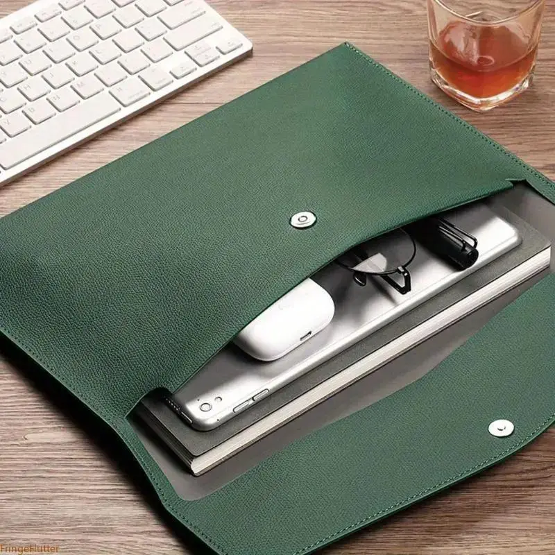 1 Count A4 Leather File Folder Bag, Waterproof Portable Document Organizer, Durable Business Paper Holder for Home Office Travel Daily Use