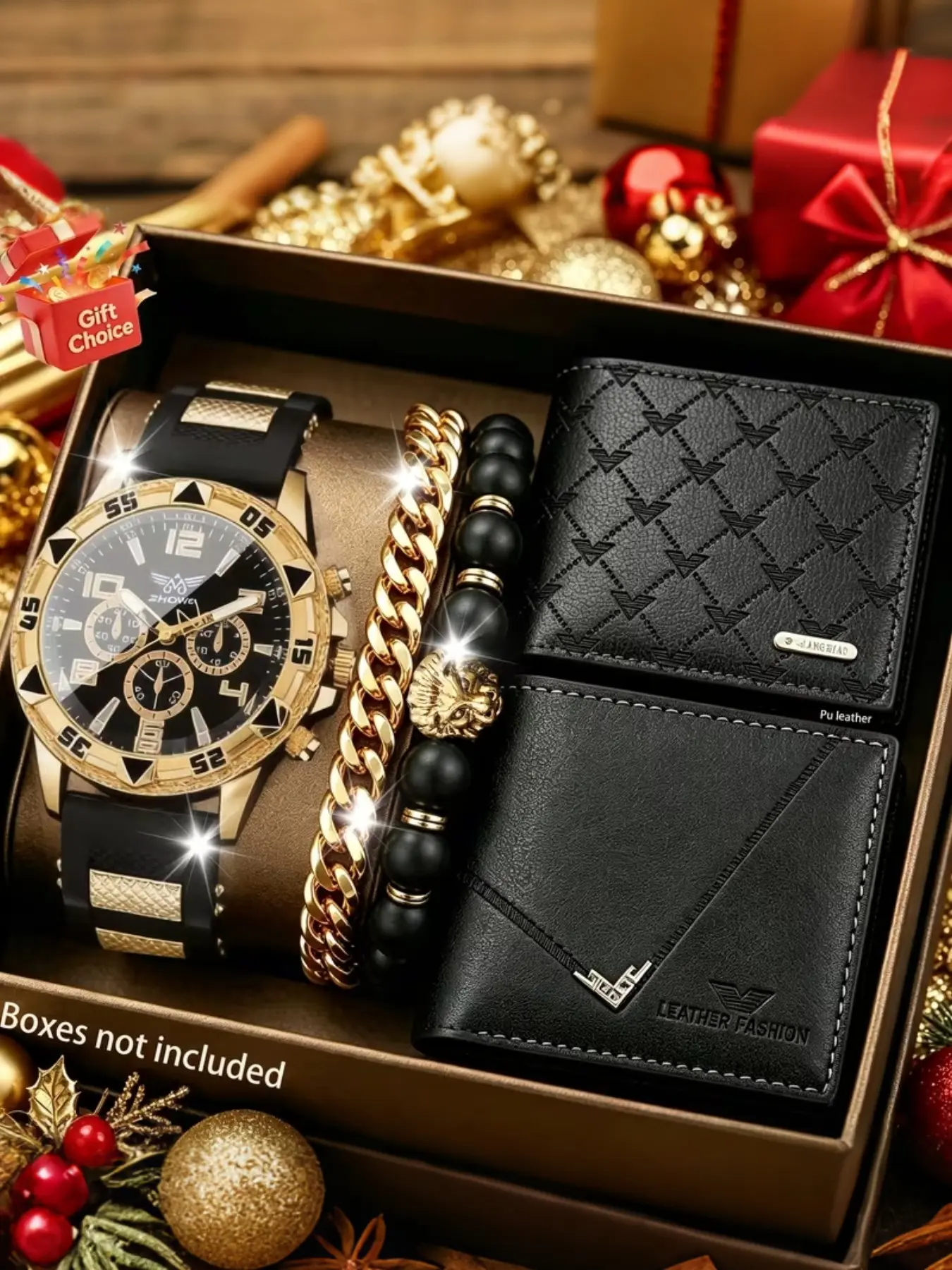 5pcs Men's Business Sports Set, All Seasons Quartz Watch with Stylish Bracelet and Wallets, Ideal Gift Choice for Daily Commute, Father's Day, Christmas, Birthdays, Versatile Accessory